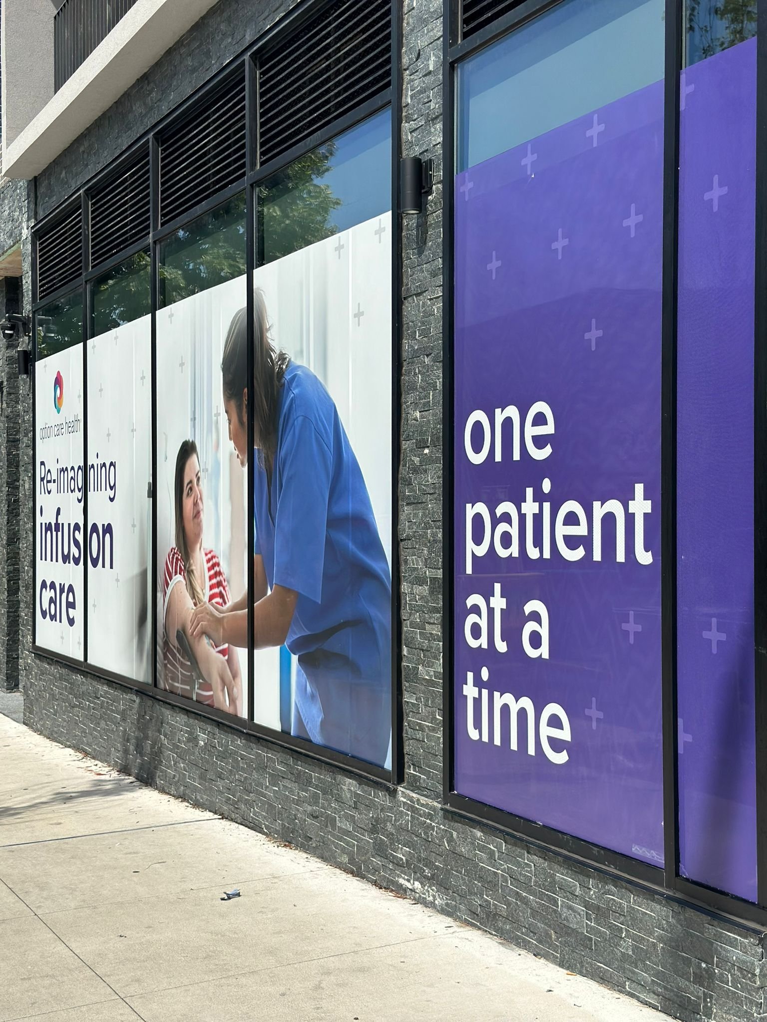 A window display of an outpatient medical center.